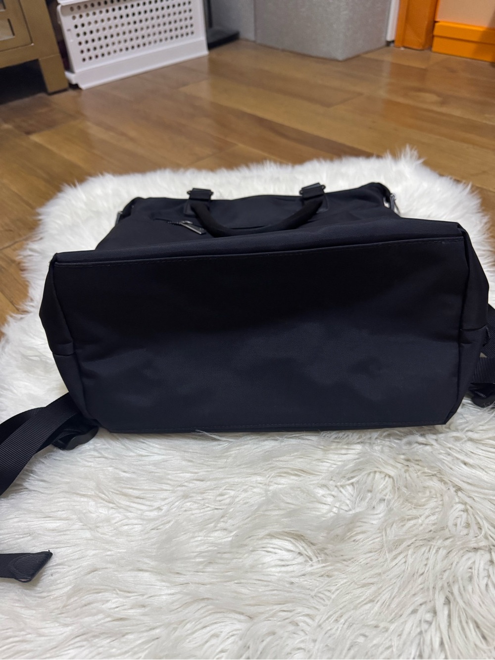 Sleek Black Nylon Tote Backpack - Picture 5 of 8